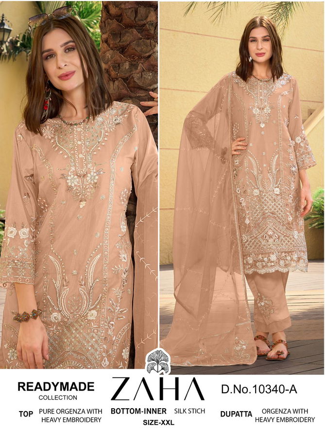 Zaha 10340 A To D Embroidery Organza Pakistani Readymade Suits Wholesale Online